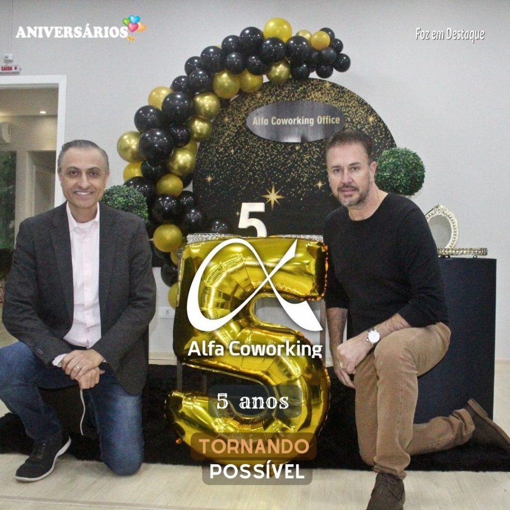 5 anos da Alfa Coworking, Dr Alessandro e Dr Faisal.