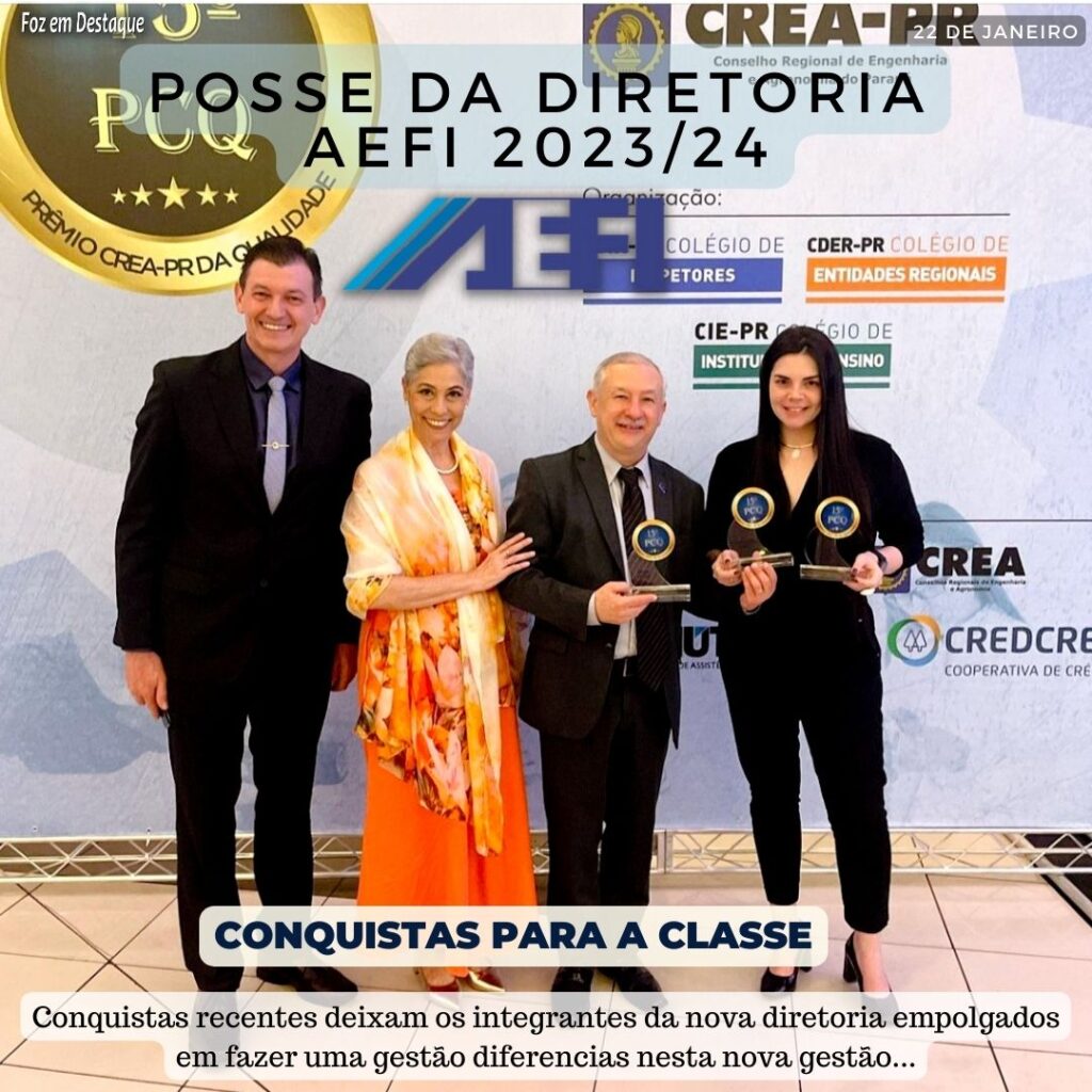 AEFI FOZ DIRETORIA 2023/24 ENGENHEIRA CELIA ROSA RIO SUL VIDRAÇARIA