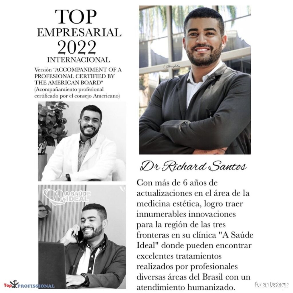 PRÊMIO TOP EMPRESARIAL INTERNACIONAL - DR RICHARD SANTOS - CLINICA A SAÚDE IDEAL.