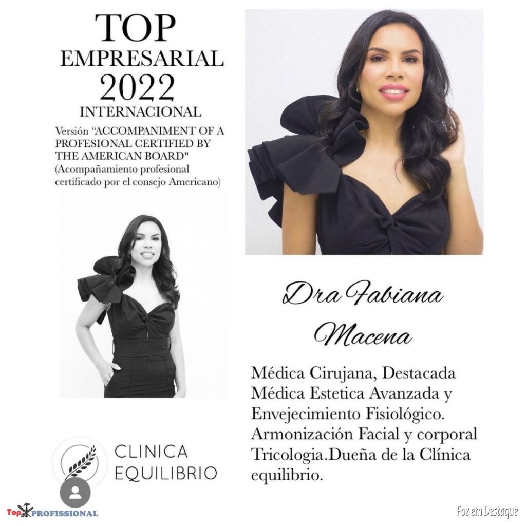 PRÊMIO TOP EMPRESARIAL INTERNACIONAL - DRA FABIANA MACENA - CLINICA EQUILIBRIO