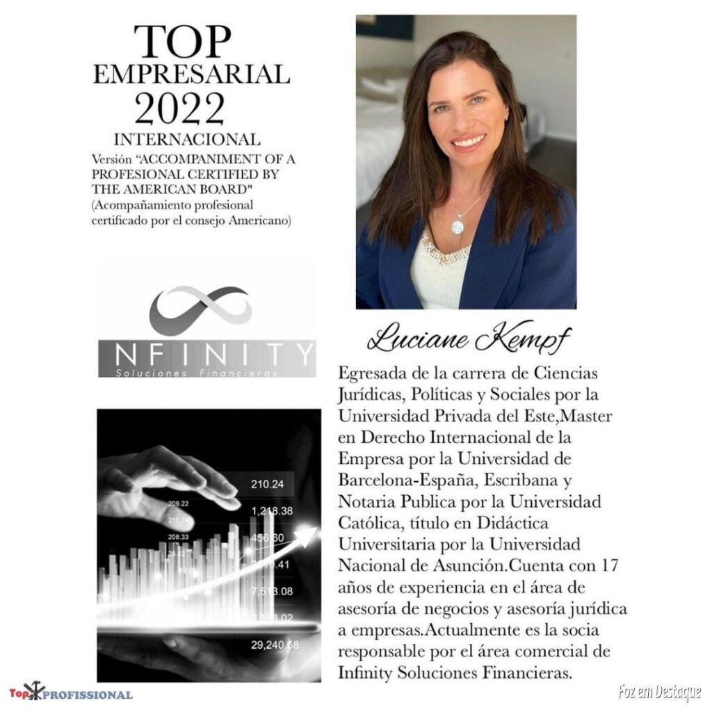 PRÊMIO TOP EMPRESARIAL INTERNACIONAL - LUCIANE KEMPF - INFINITY SOLUCIONES FINANCERAS