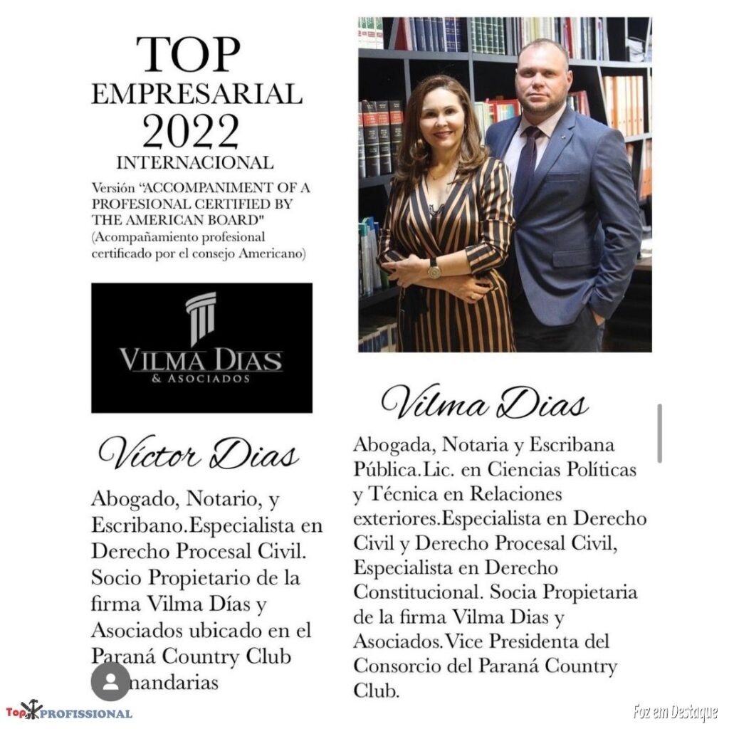 PRÊMIO TOP EMPRESARIAL INTERNACIONAL - DRA VILMA DIAS E DR VICTOR DIAS