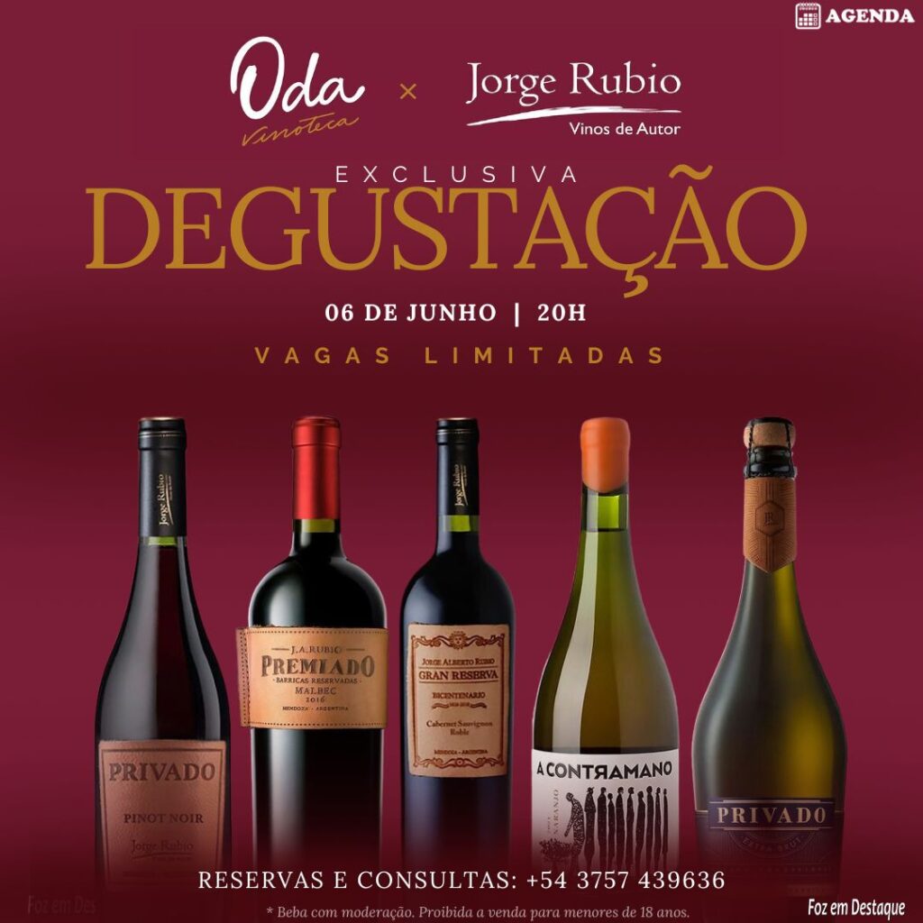 ODA Vinoteca irá realizar uma degustação exclusiva e imperdível a fim de apresentar os melhores rótulos da vinícola Jorge Rubio