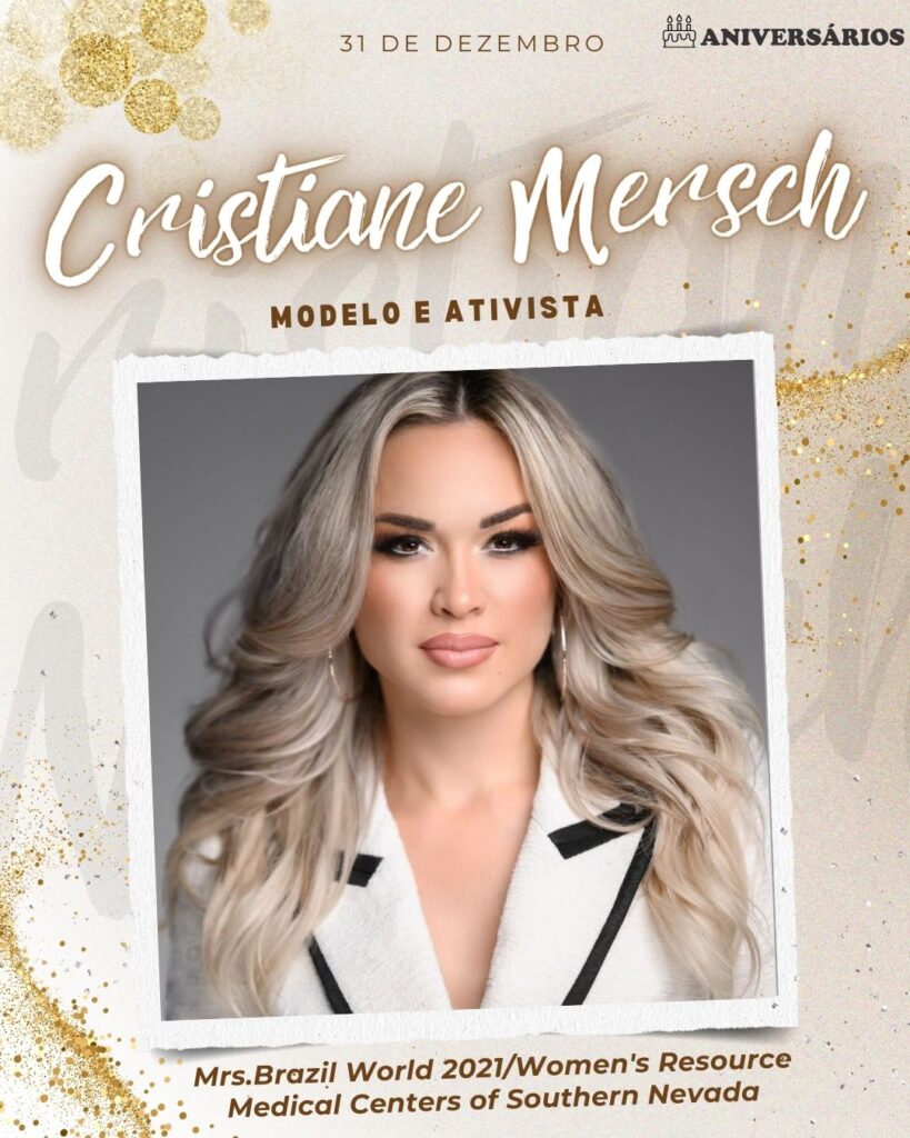 Cristiane Mersch - Modelo e Ativista -
  Aniversários 31 de Dezembro