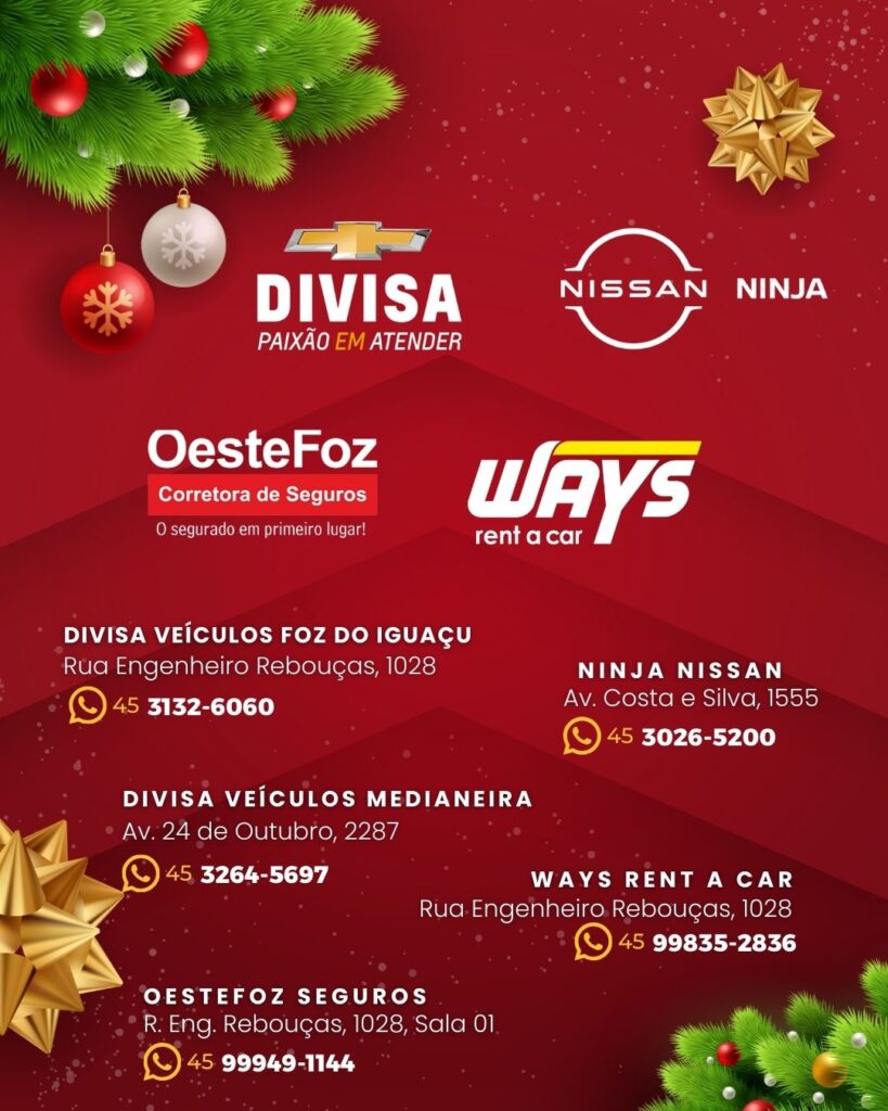 ÁRVORE DE NATAL FOZ EM DESTAQUE - DIVISA VEICULOS - MARCELO BOTTEGA E WANDA BOFF BOTTEGA