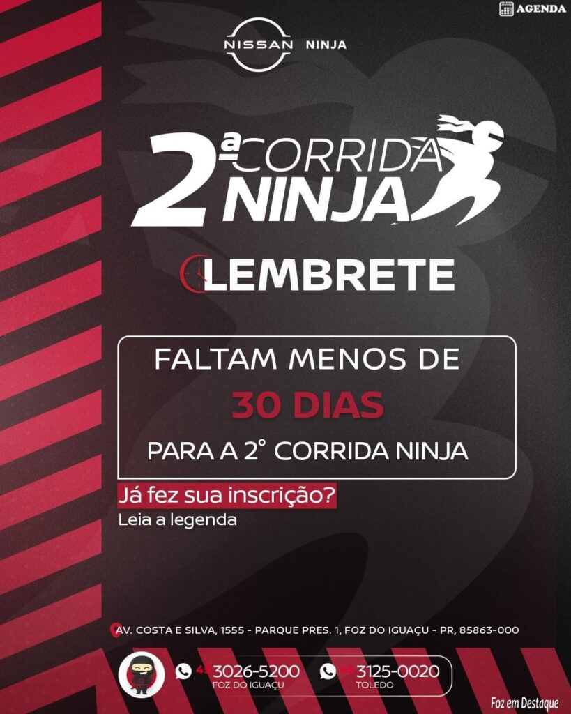 Está chegando a 2ª Corrida Ninja