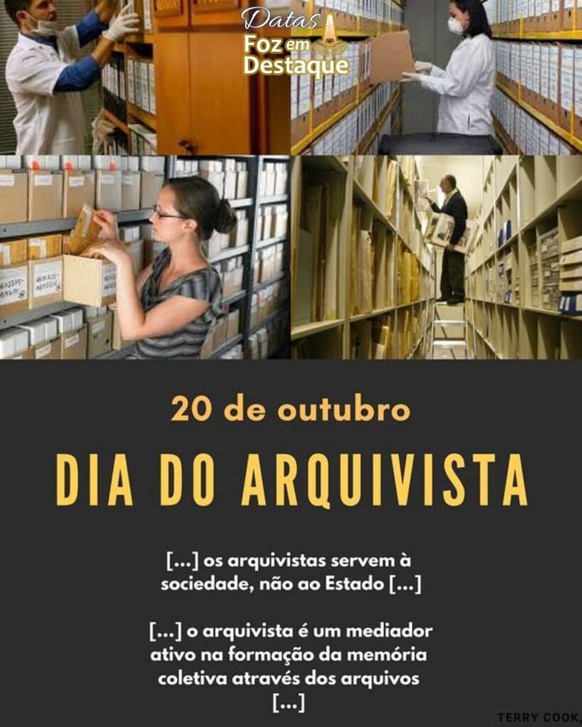 Dia do Arquivista
Datas 20 de outubro 2024 Foz em Destaque "Sua Vida mais divertida!"