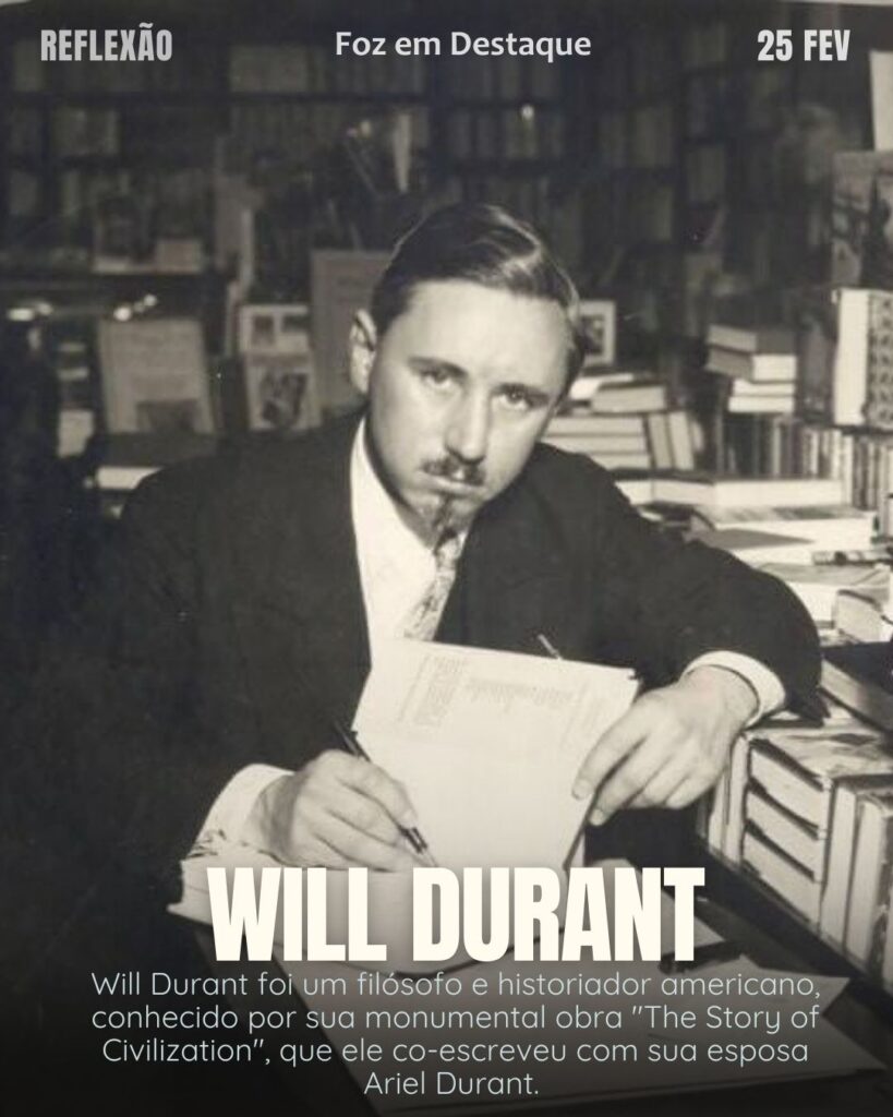 "Somos aquilo que fazemos repetidamente."
(Will Durant)
Reflexão 25 de fevereiro 2025 Foz em Destaque "Sua Vida mais divertida!!!"