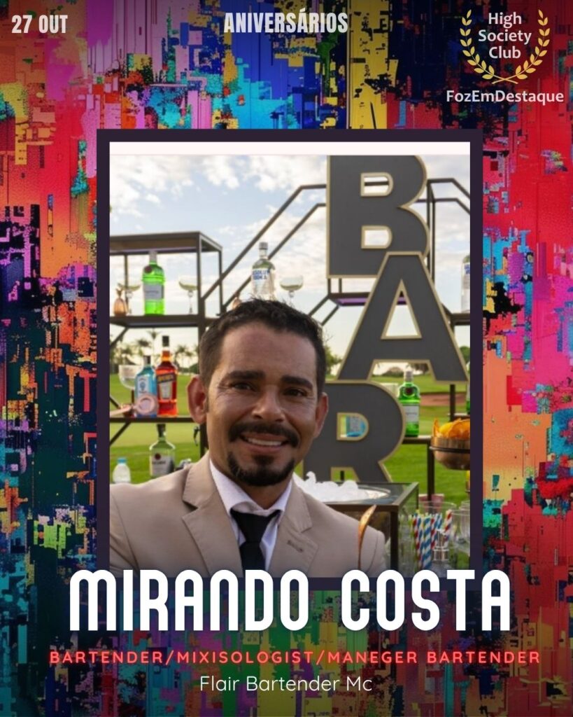 Mirando Costa
Bartender/Mixisologist/Maneger Bartender/Consultoria e treinamento em Bares e restaurantes. - Flair Bartender Mc

Aniversarios HighSocietyClub FozEmDestaque 27/10/2025