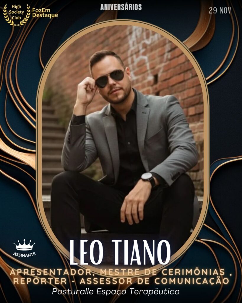 Leo Tiano
Apresentador, Mestre de Cerimônias , Repórter -  Assessor de Comunicação
Wonder Park Foz
Aniversários FozEmDestaque HighSocietyClub 29/11/2025
