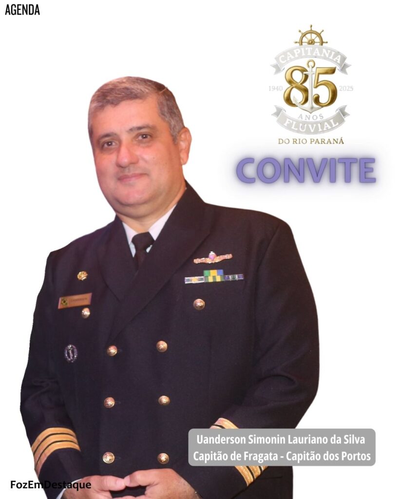 Capitão dos Portos do Rio Paraná, Capitão de Fragata Uanderson Simonin Lauriano da Silva, que entregará as honrarias de Amigo da Marinha e Amigo da Capitania.
