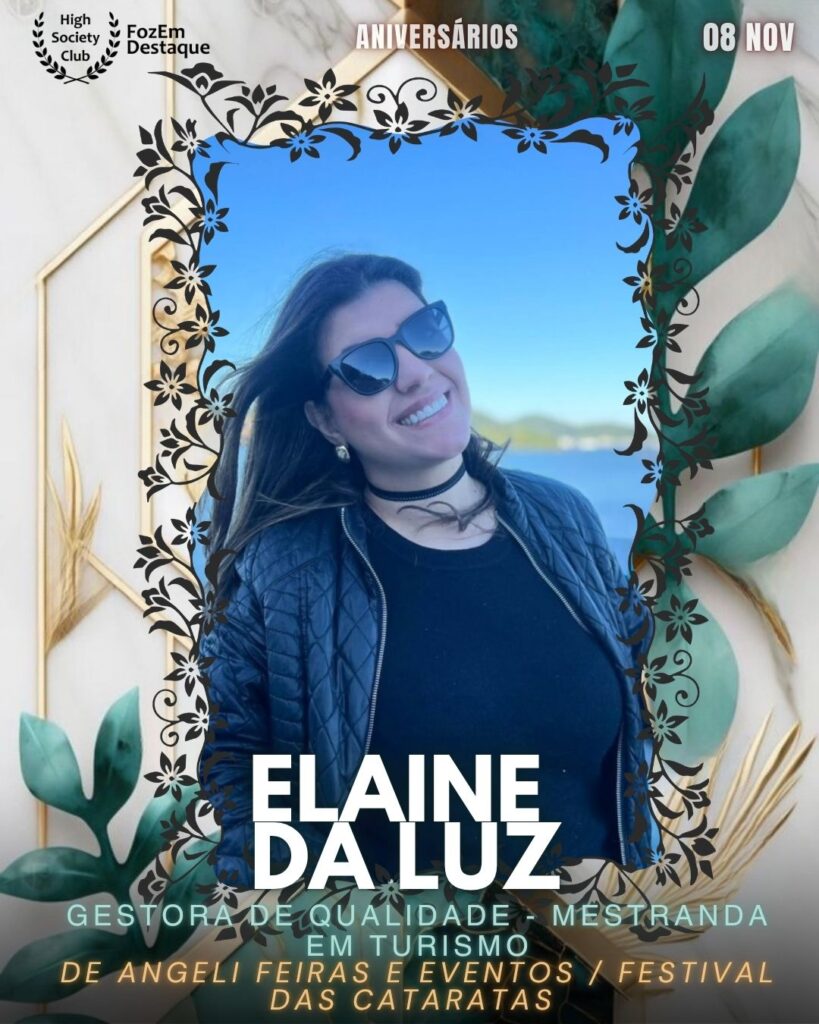 Elaine da Luz

Mestranda em Turismo e Gestora de Qualidade na De Angeli Feiras e Eventos, Elaine da Luz é uma profissional essencial na organização de grandes encontros, como o renomado Festival das Cataratas