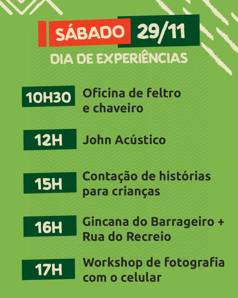 Programação Festival Barrageiro Foz: Agenda completa (28-30/11) aniversário do Mercado. Shows, oficinas A Banda Mais Bonita da Cidade.
Banda Scope - Forró do Taco
John Acústico