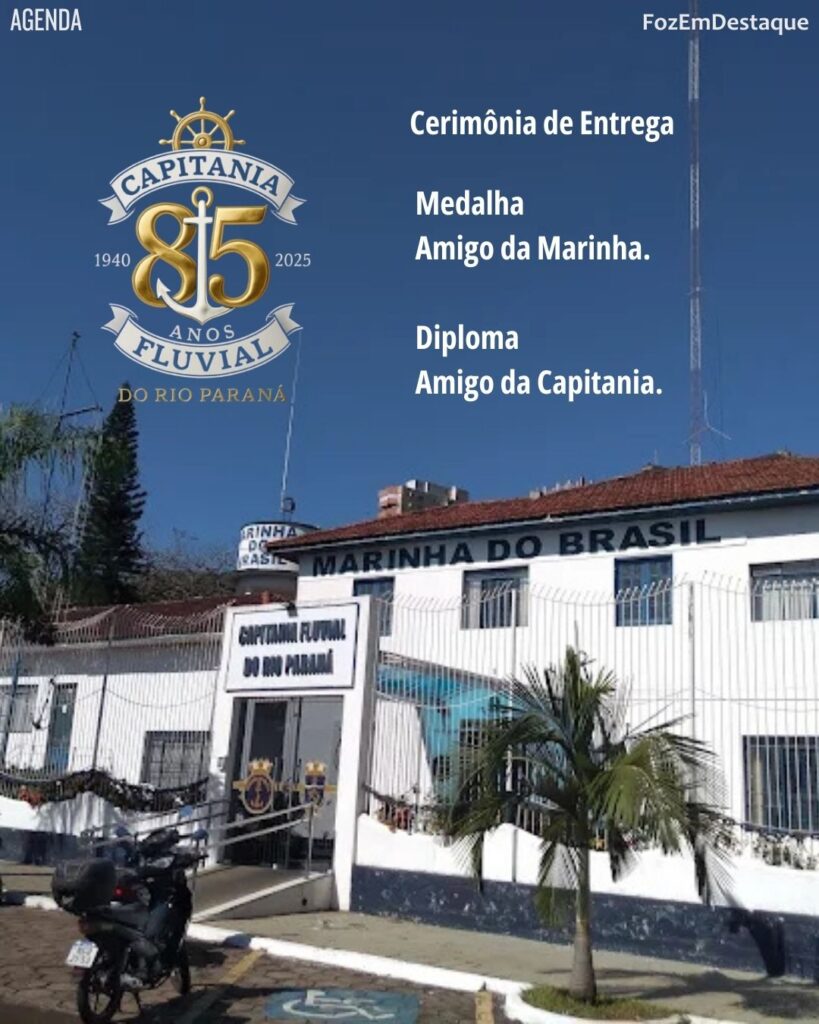 Capitão dos Portos do Rio Paraná, Capitão de Fragata Uanderson Simonin Lauriano da Silva, que entregará as honrarias de Amigo da Marinha e Amigo da Capitania.