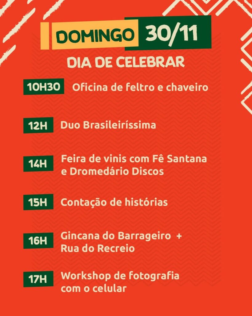 Programação Festival Barrageiro Foz: Agenda completa (28-30/11) aniversário do Mercado. Shows, oficinas A Banda Mais Bonita da Cidade.