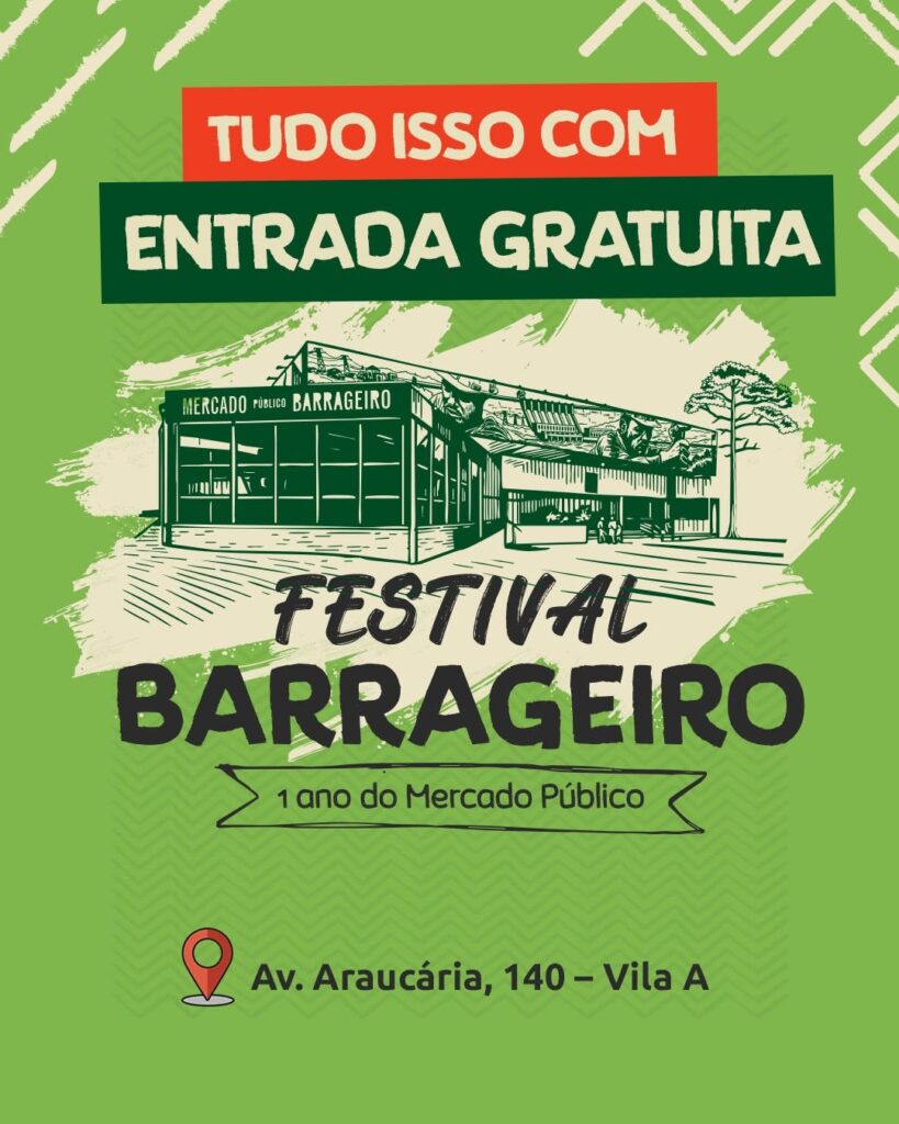 Programação Festival Barrageiro Foz: Agenda completa (28-30/11) aniversário do Mercado. Shows, oficinas A Banda Mais Bonita da Cidade.