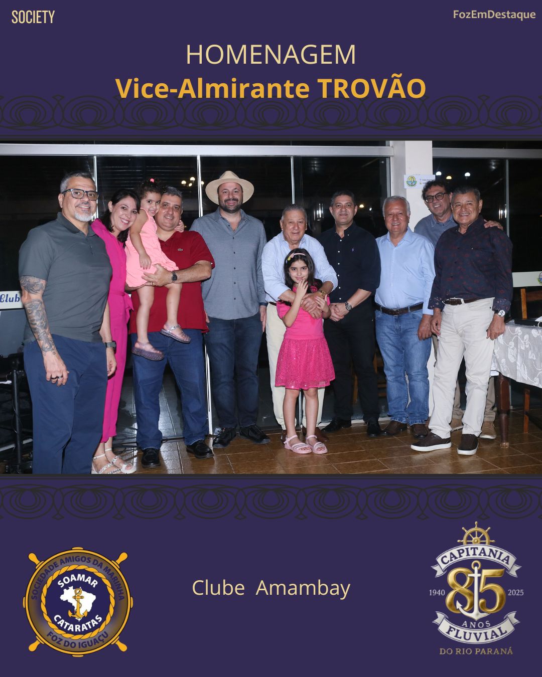 espedida Almirante Trovão, Homenagem Almirante Trovão, SOAMAR Cataratas Foz, Capitania Fluvial Paraná, Veraldo Barbiero SOAMAR, Comandante Uanderson Simonin, Capitão Sérgio Oliveira, Voluntárias Cisne Branco, Marinha em Foz, Evento Clube Amambay