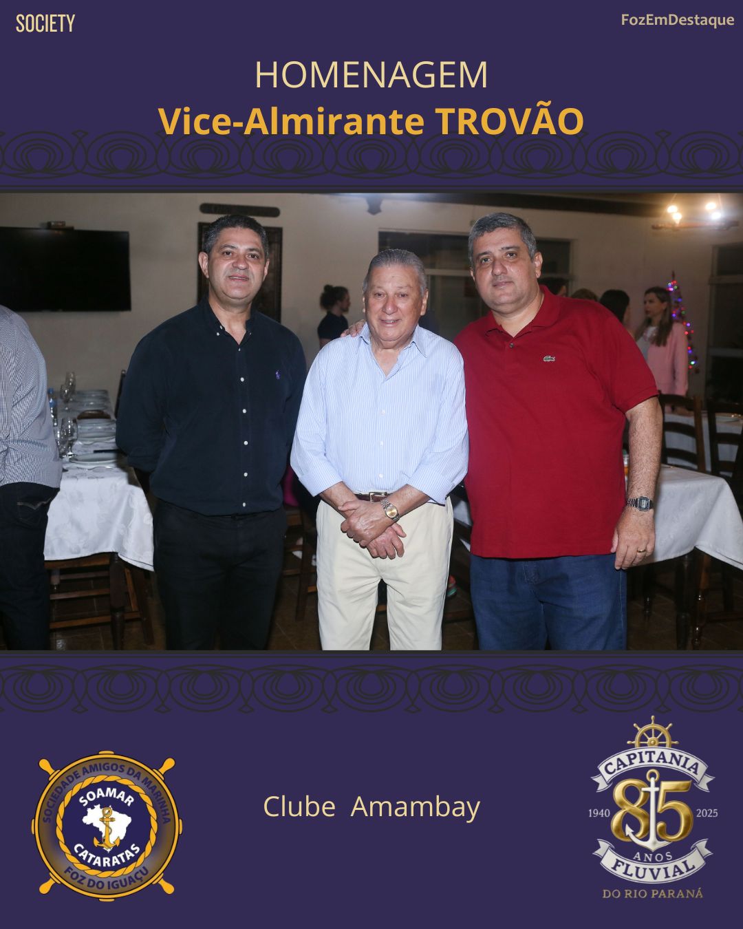 espedida Almirante Trovão, Homenagem Almirante Trovão, SOAMAR Cataratas Foz, Capitania Fluvial Paraná, Veraldo Barbiero SOAMAR, Comandante Uanderson Simonin, Capitão Sérgio Oliveira, Voluntárias Cisne Branco, Marinha em Foz, Evento Clube Amambay