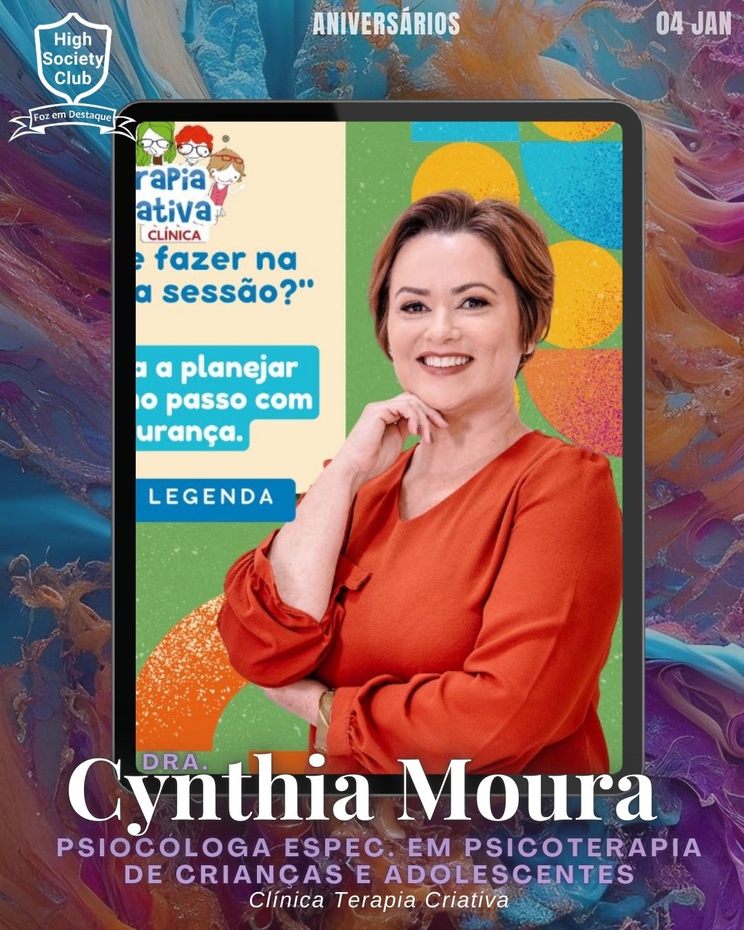 Dra. Cynthia Moura
Psiocóloga Espec. em Psicoterapia de Crianças e Adolescentes - Clínica Terapia Criativa
