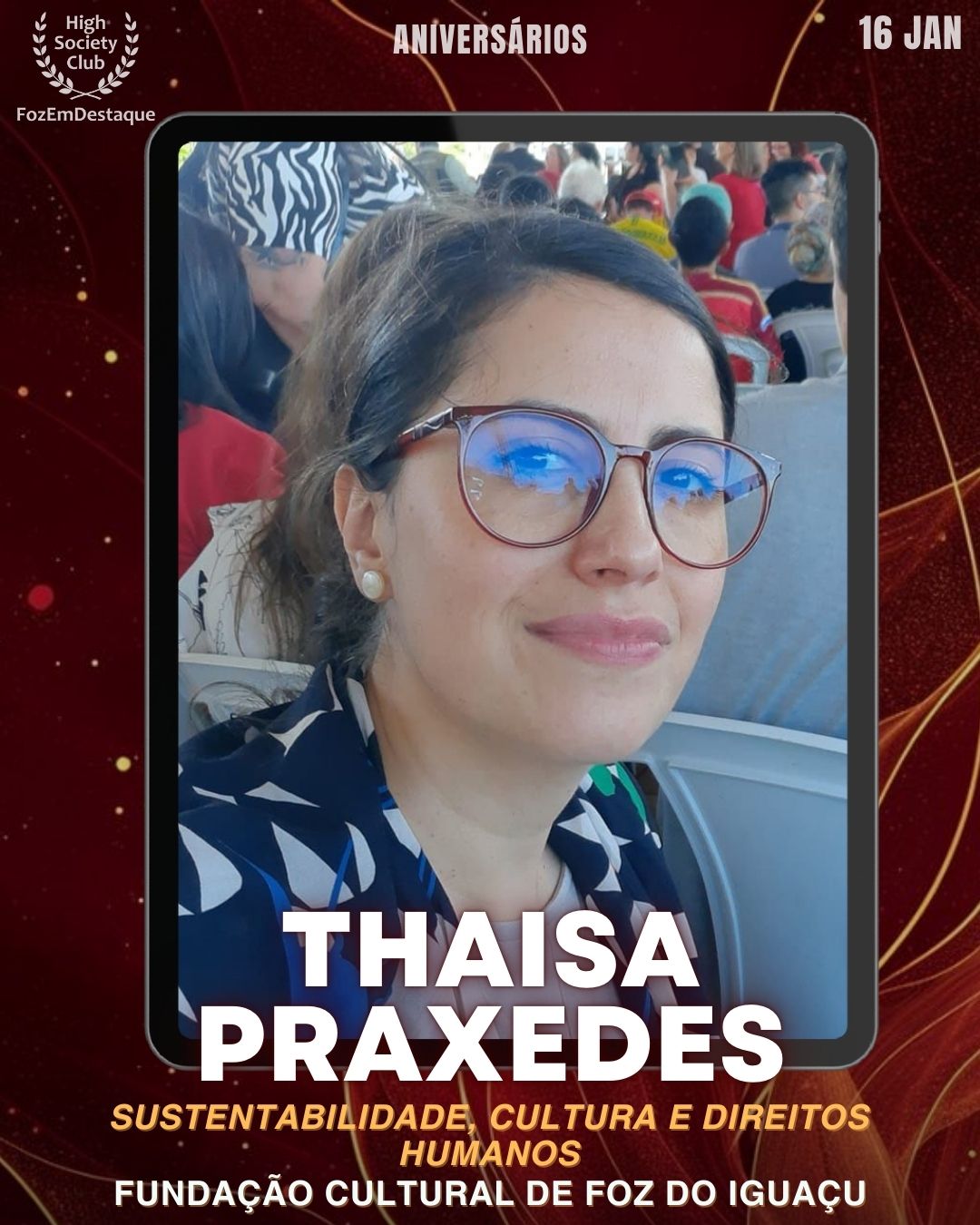 
Thaisa Praxedes
Sustentabilidade, Cultura e Direitos Humanos
Fundação Cultural de Foz do Iguaçu
