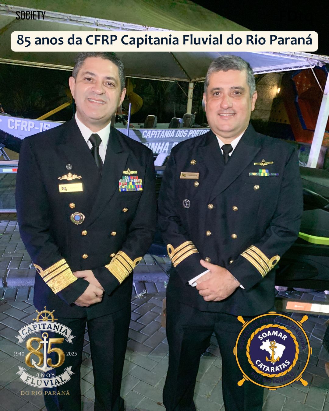 Comandante Uanderson Simonin e convidados no Jantar de 85 anos da Capitania em Foz do Iguaçu
SOAMAR CATARATAS 
VERALDO BARBIERO
CAPITÃO COTTA
TALITA COTTA
VOLUNTÁRIAS CISNE BRANCO
ALMIRANTE TROVÁO
CAPITANIA DOS PORTOS DO RIO PARANÁ
TENENTE GODOY
CAPITAO SERGIO OLIVEIRA
