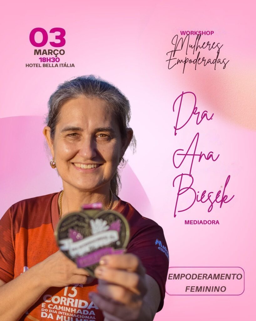 Workshop Mulheres Empoderadas 2026
ANA BIESEK - CORRIDA E CAMINHADA DO DIA INTERNACIONAL DA MULHER
INSTITUTO ECOPROJETAR