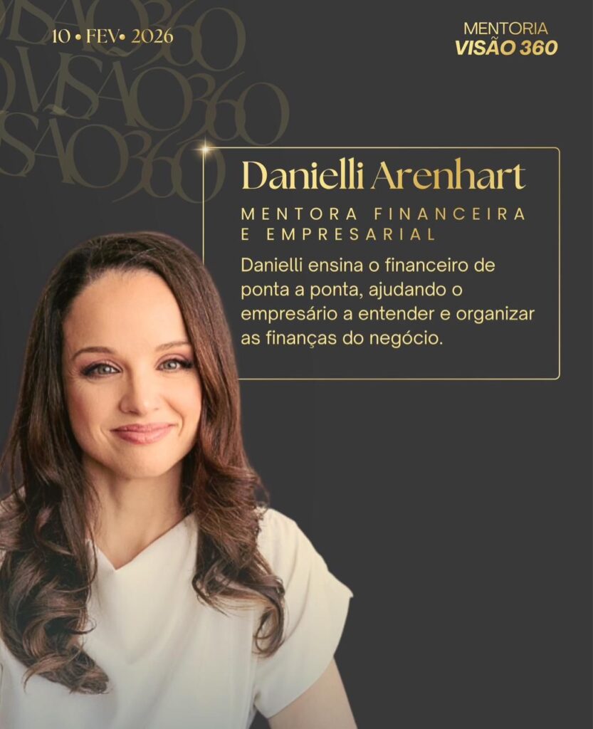Gisele Kuhn (Empresária): Mentalidade de empresária vs. empreendedora e assumir o controle real do negócio.
Lucas Henz (Liderança): Desenvolvimento de líderes e equipes de alto desempenho com liderança situacional.
Anderson Karkow (Vendas): Método C.O.M., gestão estratégica comercial e processos de vendas.
Nathalie Chavez (Terapeuta): Padrões emocionais nas decisões e terapia nas empresas.
Adrieni Yassine (Neurociência): Comunicação, imagem e posicionamento estratégico para autoridade.
Danielli Arenhart (Finanças): Organização financeira de ponta a ponta.
Erika Rossi (RH e Negócios): Cultura organizacional, propósito e "arrumar a casa".
Bruno Sant Anna (Growth & IA): Inteligência Artificial para automatizar processos e escalar lucros.

Mentoria Visão 360
