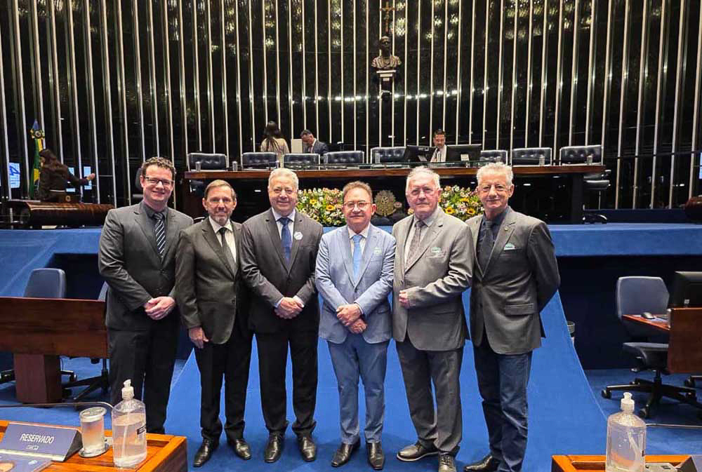 Em Brasília, Richardson Voltolini, Nilton Nadai (in memorian), Carlos Silva, Manoel Linhares, Neuso Rafagnin e Altino Voltolini, da diretoria da ABIH Regional Oeste, 