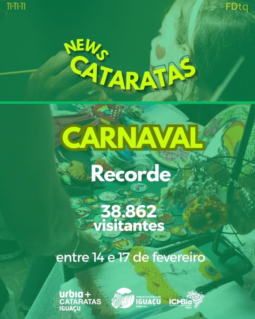 Carnaval nas Cataratas 2026 registra recorde de 38 mil pessoas. Veja os detalhes da visitação histórica no Parque Nacional do Iguaçu.

FozEmDestaque
Foz em Destaque