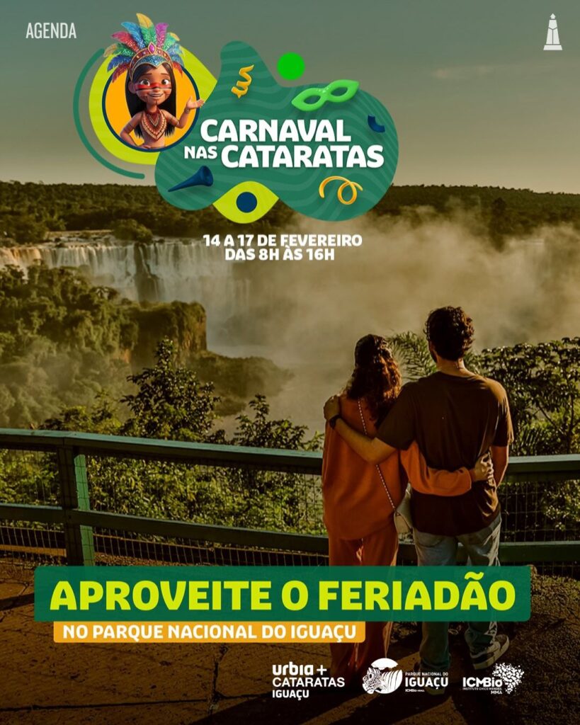 Confira a programação do Carnaval nas Cataratas! Parque Nacional do Iguaçu amplia horários, oferece música ao vivo e passeios ao amanhecer. Garanta seu ingresso!