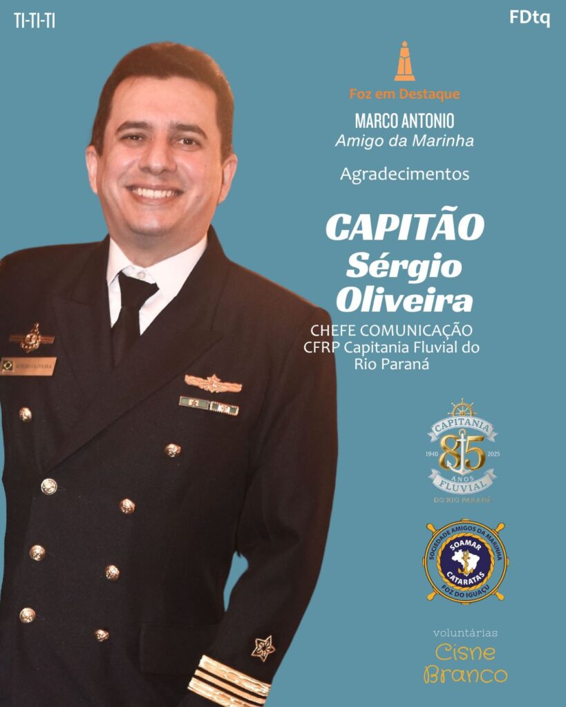Capitão Sérgio Oliveira
Legado Das Graças
CFRP Capitania Fluvial do Rio Paraná
SOAMAR Cataratas
Marco Antonio Freire Amigo da Marinha
