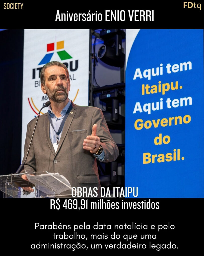 Aniversário DGB
Itaipu Binacional
Enio Verri Itaipu 2026
Foz em Destaque
Investimentos Itaipu
de R$ 469,91 milhões 
