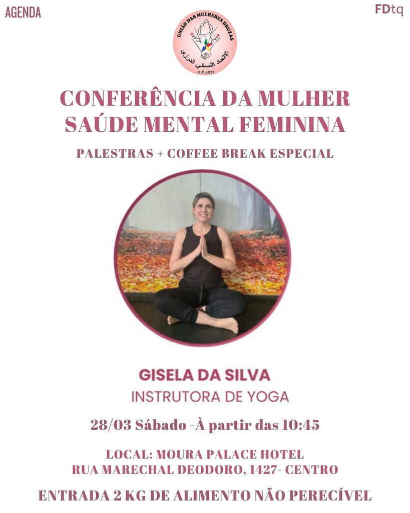 GISELA DA SILVA – O Equilíbrio em Movimento
Saúde Mental Feminina 2026 - Participe: Palestras sobre Saúde Mental com Fatme Jaber,  Dr. André Henrique e Gisela da Silva. Garanta sua vaga!