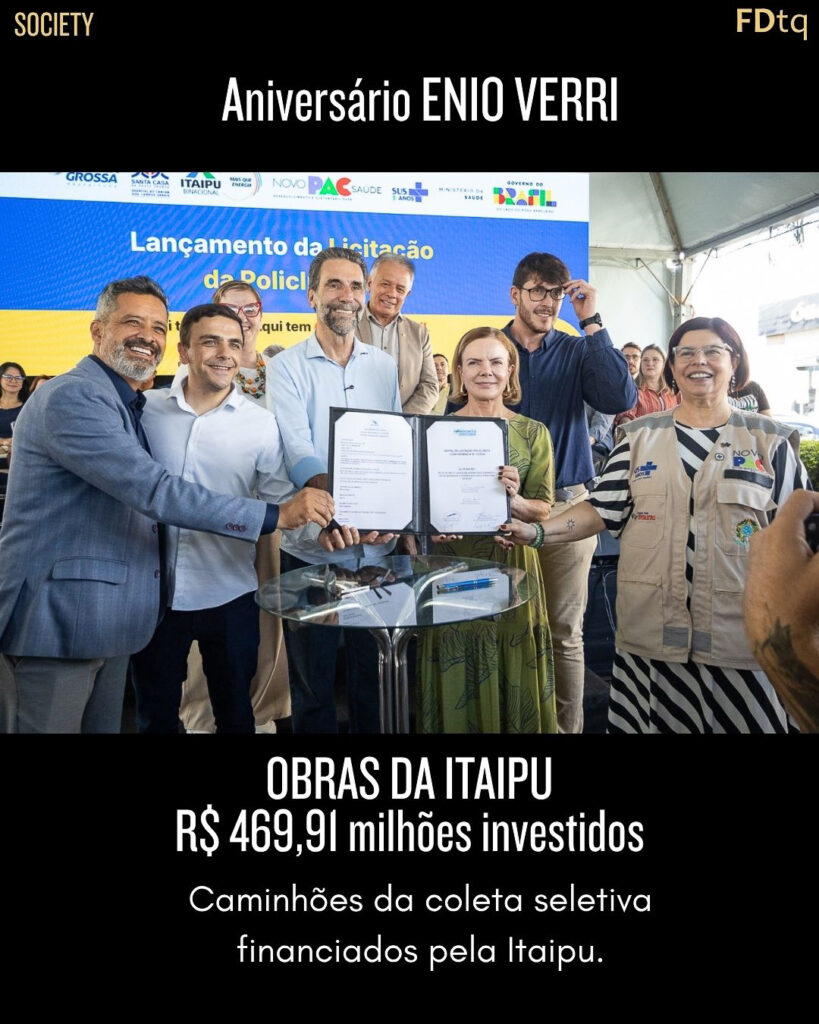 Gleise Hoffmann
Aniversário DGB
Itaipu Binacional
Enio Verri Itaipu 2026
Foz em Destaque
Investimentos Itaipu
de R$ 469,91 milhões 
