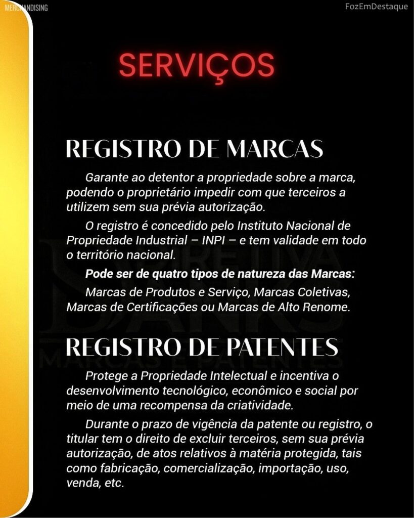 Registro de Marcas em Foz, Diretiva Danks, Dr Luciano Daniel de Souza, Dra. Sirlei Pinheiro
Foz em Destaque, Tour e Shop, Certames de Beleza, Registro de Marca 2026.