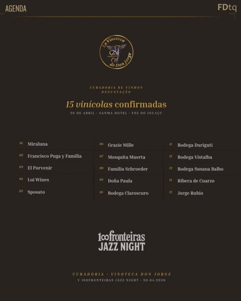 Vinoteca Don Jorge
100 Fronteiras Jazz Night
Sanma Hotel
Lilian Grellmann
Denys Grellmann
Foz em Destaque