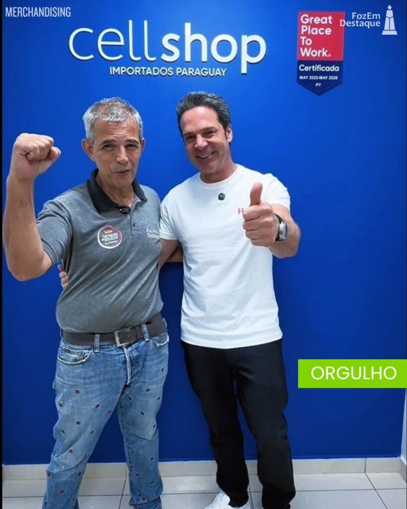 Cellshop Paraguay
Hydrant Wear
Jorbel Jacson Grielbler
Foz em Destaque
Marco Antonio Freire
Cellshop Duty Free
Parceria Cellshop Foz 2026